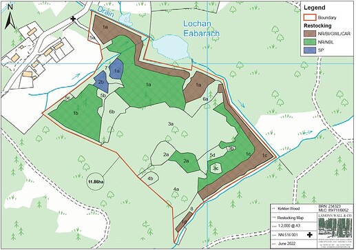 Restocking map - 3a and 4a are the principal areas that have hazel, or hazel with oak standards